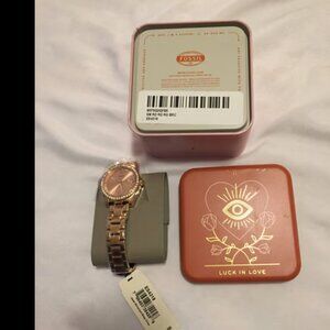 Fossil Womens Watch Rose Gold Date ES4318 NWT